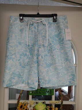 New Old Navy San Francisco Blue Tropical Print 10 In Inseam Board Shorts Men's L